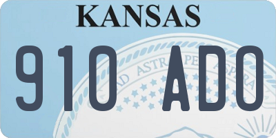 KS license plate 910ADO
