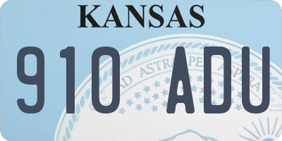 KS license plate 910ADU