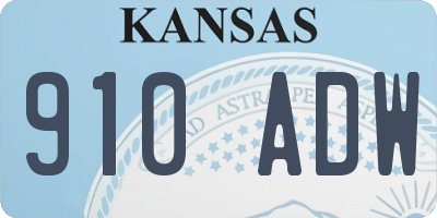 KS license plate 910ADW