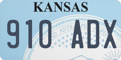 KS license plate 910ADX