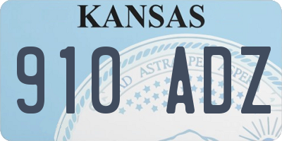 KS license plate 910ADZ