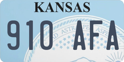 KS license plate 910AFA