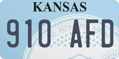 KS license plate 910AFD