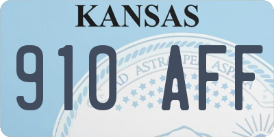 KS license plate 910AFF