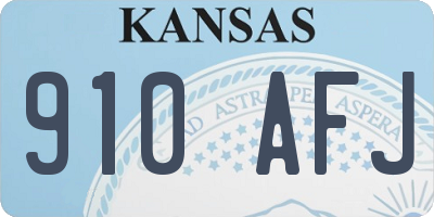 KS license plate 910AFJ