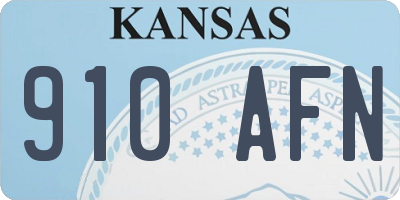 KS license plate 910AFN