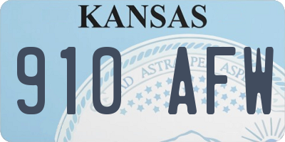 KS license plate 910AFW