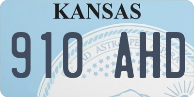 KS license plate 910AHD