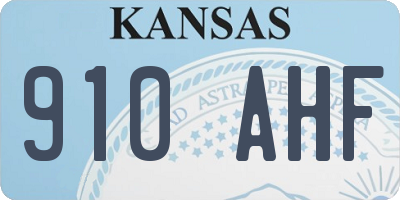 KS license plate 910AHF
