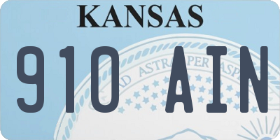 KS license plate 910AIN