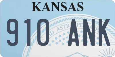 KS license plate 910ANK