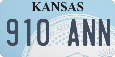 KS license plate 910ANN