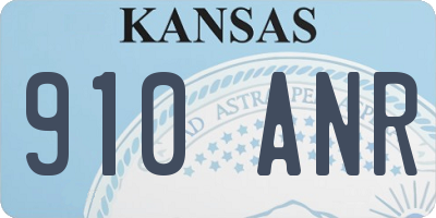 KS license plate 910ANR