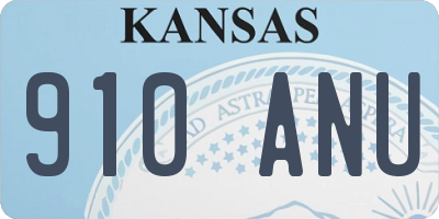 KS license plate 910ANU