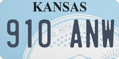 KS license plate 910ANW