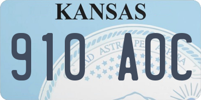 KS license plate 910AOC