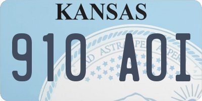 KS license plate 910AOI
