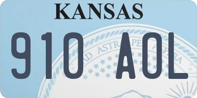KS license plate 910AOL