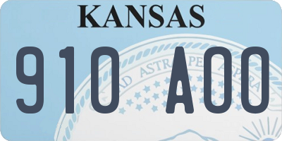 KS license plate 910AOO