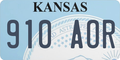 KS license plate 910AOR