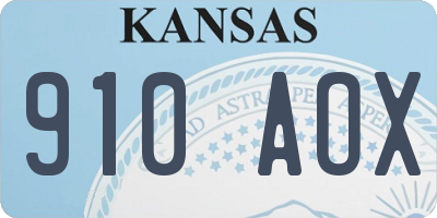 KS license plate 910AOX