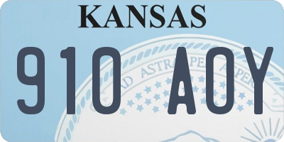 KS license plate 910AOY