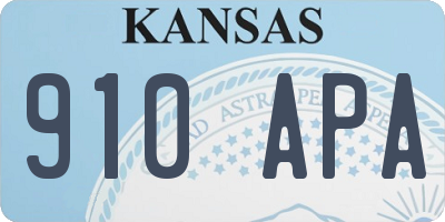 KS license plate 910APA