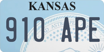 KS license plate 910APE