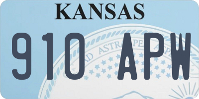 KS license plate 910APW