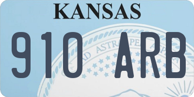 KS license plate 910ARB