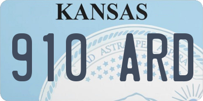 KS license plate 910ARD