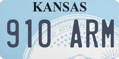 KS license plate 910ARM