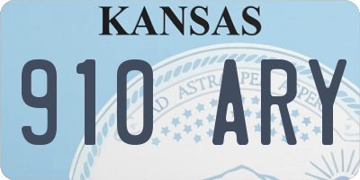 KS license plate 910ARY
