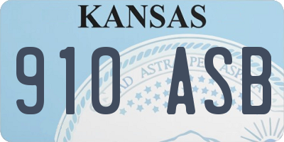 KS license plate 910ASB