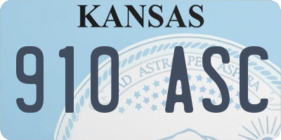 KS license plate 910ASC