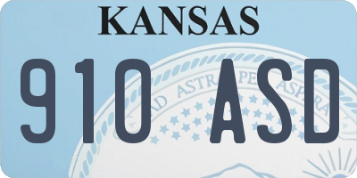 KS license plate 910ASD