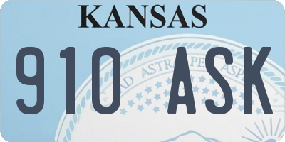 KS license plate 910ASK