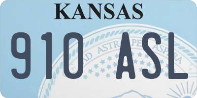 KS license plate 910ASL