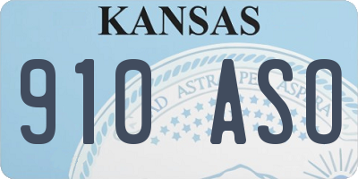 KS license plate 910ASO
