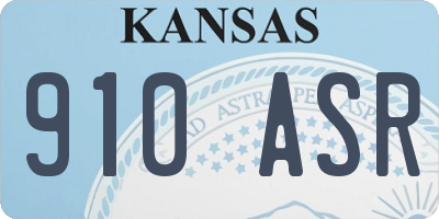 KS license plate 910ASR