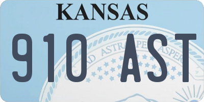 KS license plate 910AST