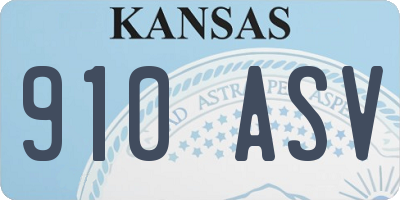 KS license plate 910ASV