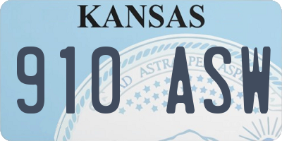 KS license plate 910ASW