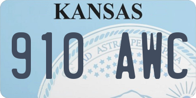 KS license plate 910AWC