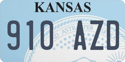 KS license plate 910AZD