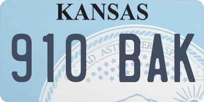 KS license plate 910BAK