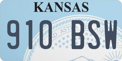KS license plate 910BSW