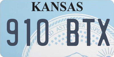 KS license plate 910BTX