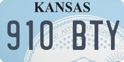 KS license plate 910BTY