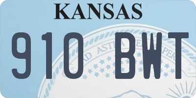 KS license plate 910BWT